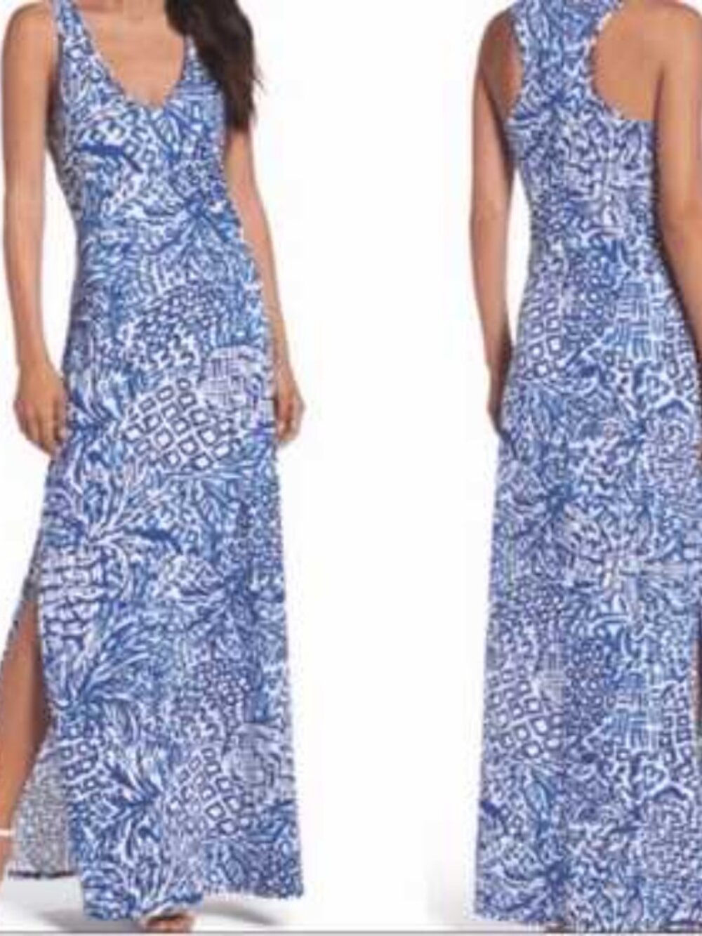 Lilly Pulitzer Women's Kerri Maxi Blue/White Dress in Indigo Home Slice Size XL